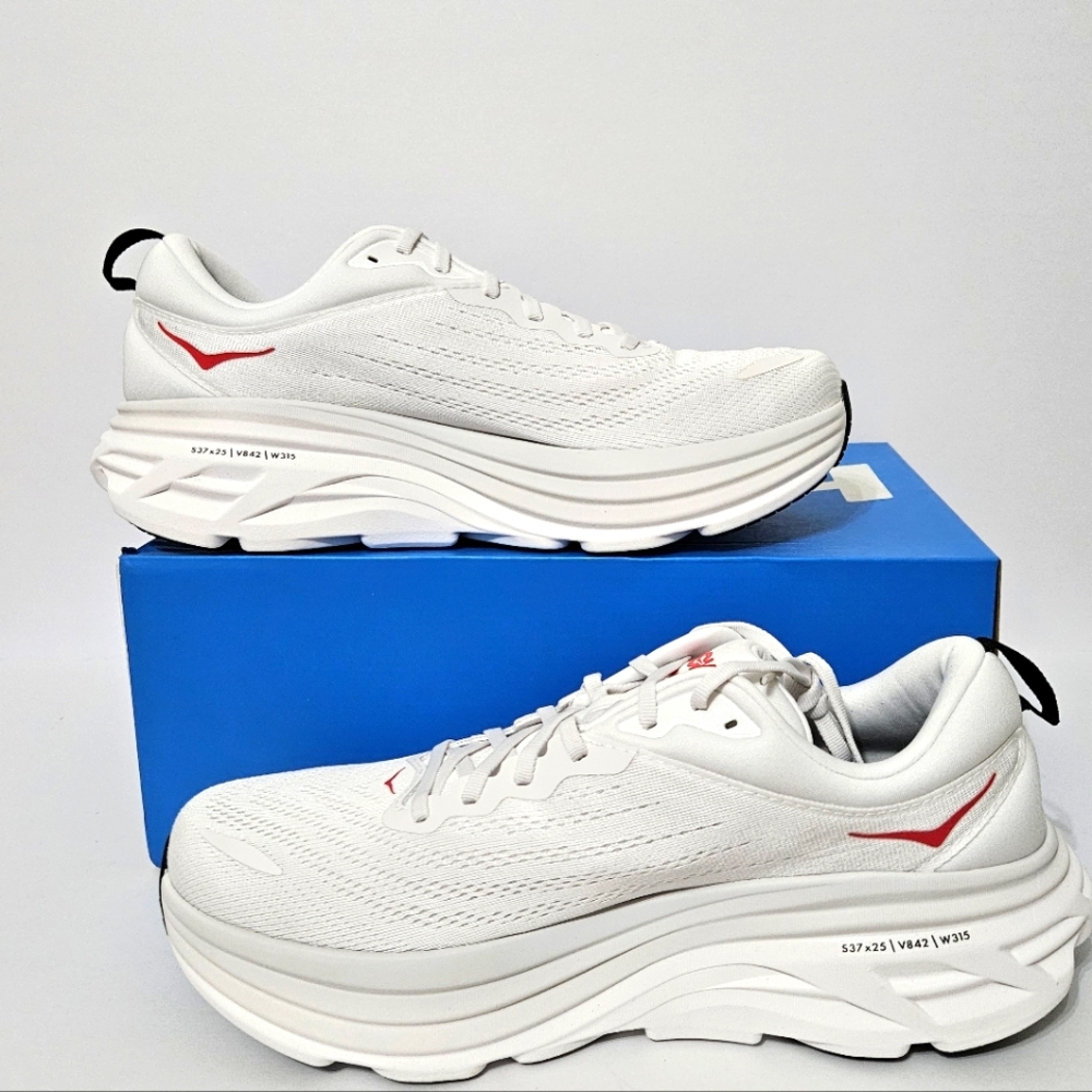 Hoka Bondi 8 White Vermillion - Picture 2 of 7